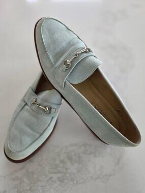 Ann Taylor Women's Teal Suede Silver Horsebit Loafer  9.5M
